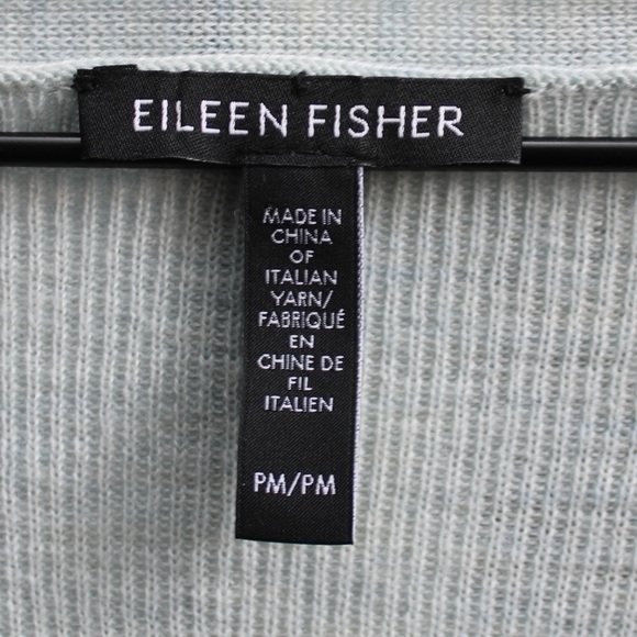 Eileen Fisher Merino Wool Knit V-Neck Pullover Tunic Light Blue Sweater Medium - Picture 3 of 7